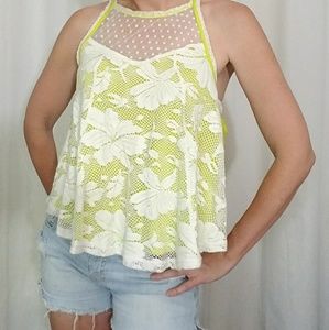 Chelsea & Violet Swing Tank Top Lace Overlay Small